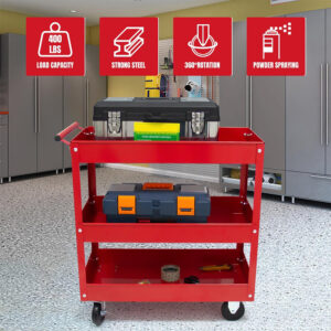 3-Tier Steel Utility Cart (400 lbs)
