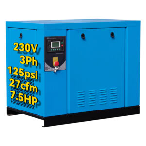 7.5HP Rotary Screw Air Compressor 27CFM 125PSI 230V 3 Phase