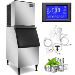 1000 lb Commercial Split Ice Maker 639 lb Storage Full Cube Ice Machine