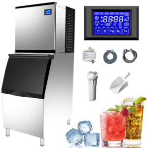 500 lb Commercial Split Ice Maker 440 lb Storage Full Cube Ice Machine