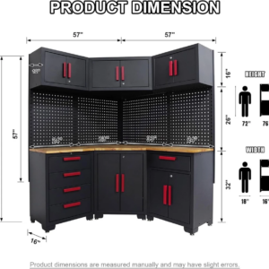 Garage Cabinet System 10 Piece Layout and Dimensions